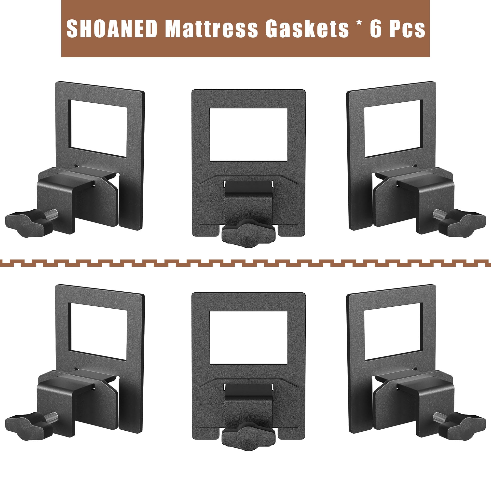 SHOANED Adjustable Non Slip Mattress Gaskets for Metal Bed Frame Box Spring, 6 Pcs Mattress Holder in Place Gripper, Anti-Slip Baffle Mattress Retainer Bar, Keep Mattress from Sliding Gripper, Black