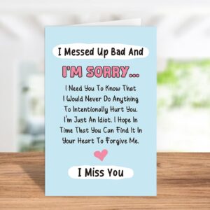 Funny Poem Apology Card for Him Her, I Messed Up Card for Man Woman, Forgive Me Card for Friends Family, Miss You Card, I Messed Up Bad And I'm Sorry