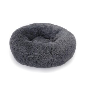 Lemuluxe Cat Beds for Indoor Cats, 20 inches Cat Bed Calming Plush Cat Bed Anti-Slip Round Fluffy Dog Bed Donut Dog Bed Soft Puppy Pet Bed Cat Beds for Small Medium Dogs Kittens (Dark Grey)