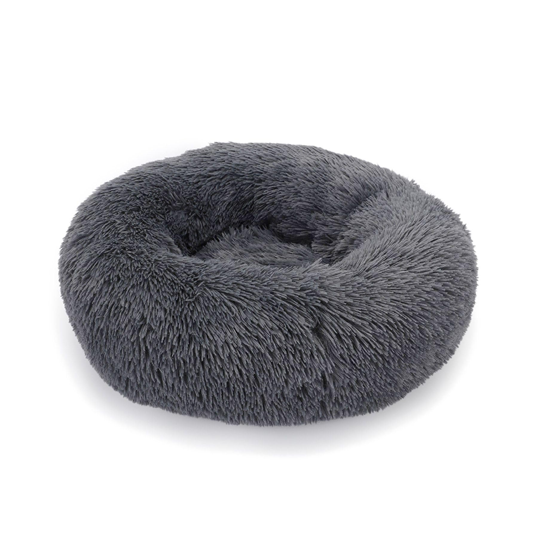 Lemuluxe Cat Beds for Indoor Cats, 20 inches Cat Bed Calming Plush Cat Bed Anti-Slip Round Fluffy Dog Bed Donut Dog Bed Soft Puppy Pet Bed Cat Beds for Small Medium Dogs Kittens (Dark Grey)