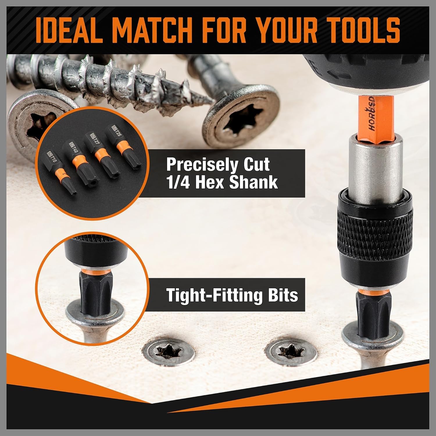 HORUSDY 13Pieces T5-T40 Torx Bits Set - Torx Security Bit Set - Security Torx Bit Set | Star Bits Set - 1/4 Hex Torx