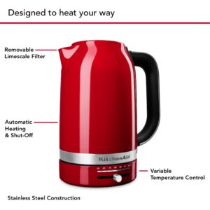 KitchenAid 1.7L Electric Kettle w/Temp Control KEK1701, Empire Red