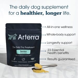 All-in-One Dog Supplement for Advanced Wellness & Longevity, 63 Premium Ingredients for Aging Support, Hip & Joint, Cognition & Mood, Gut and Organs, Vet-Formulated, Senior Formula 8+ Yrs, 9.7 oz