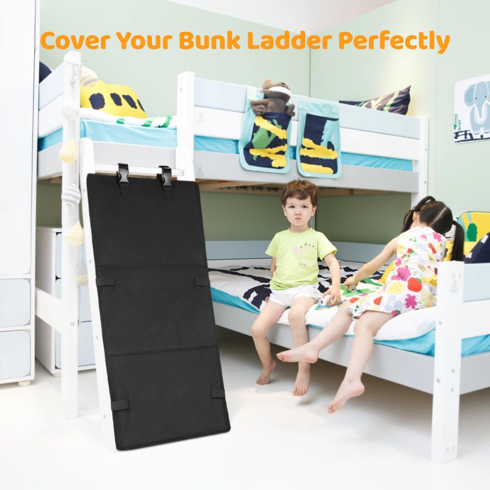 Tideme Bunk Bed Ladder Board Cover, Bunk Bed Ladder Lock Board, Avoid Climb Bunk Bed Ladder Pad, Secure Ladder Board to Prevent Climbing