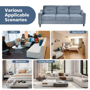 YOPTO 3 Seats Sectional Velvet Sofa with Thickened Cushions and Backrest,Versatile Comfy Couch w/Tapered Legs & Detachable Design,for Living Room,Bedroom,Office,Small Space,Blue Grey