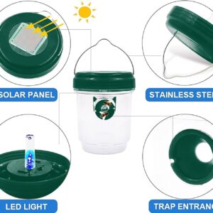 outtkitywi Wasp Traps for Hunting Wasps, Bees, Hornets, Insects, Yellow Jacket Traps, Wasp Trap Catcher, Reusable Solar Powered Hanging for Outdoor, 2 Packs