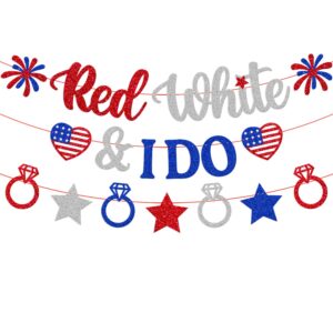 red white and i do banner independence day bridal shower decoration 4th of july bacheleratte wedding decor patriotic america's birthday engagement party supplies