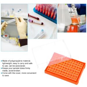 PATIKIL 96 Wells PCR Tube Rack for 0.2ml Test Strips Tubes, 2 Pcs Waterproof Tubes Filling Tray Centrifuge Tube Holder, Yellow, Orange