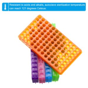 PATIKIL 96 Wells Tube Rack, 1 Pcs Vial Rack Double Panel Centrifuge Tube Holder for Microcentrifuge Tubes 0.2/0.5/1.5/2ml, Purple