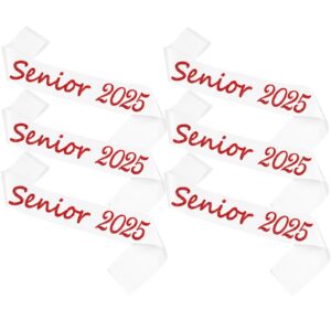 ashaqshnglee senior sash 2025, 6 pack white senior 2025 satin sashes with red glitter letters graduation sash finally graduated senior cheer sash party supplies