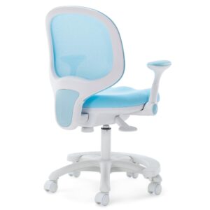 QualiSky Kids Desk Chair, Boy's Girl's Child Children Study Office Computer Chair, Ergonomic Design, Adjustable Height and Seat Depth (Grey) (Sky Blue W/Armrests and Footrest)