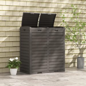 Goplus 62 Gallon Outdoor Trash Can, Waterproof Double Bucket Waste Bin w/Tiered Lid, Drip Tray, Cut-Out Handle, Large Classified Outside Garbage Bin for Garden, Backyard, Deck, Kitchen