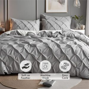 Epinch_Pinch Pleated Duvet Cover Set 1200TC 100% Cotton Luxurious Home 3Piece 1Pinch Duvet Cover 2Pinch Pillowcase Zipper Tie Closure Pack of 1