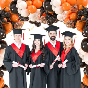 141pcs Black White Orange Balloon Garland Arch Kit, 18 12 10 5 Inch Black White Orange Confetti Latex Balloons with Foil Star for Birthday 2024 Graduation Halloween Party Decoration