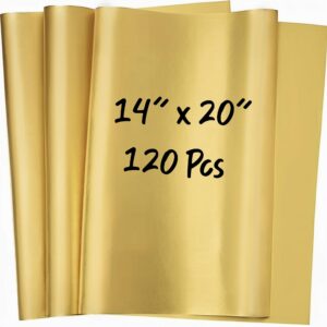 sanzix 120 sheets gold tissue paper for gift bags 14" x 20" - metallic gold tissue paper bulk, ideal for gift wrapping, craft projects, gold party decor, and gold wedding decor diy artworks flower decoration crafts birthday festival