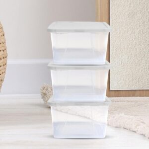 HOMZ 6 Quart Plastic Multipurpose Stackable Storage Container Bins with Secure Latching Lid for Home and Office Organization, Clear (2 Pack)