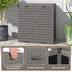 Goplus 62 Gallon Outdoor Trash Can, Waterproof Double Bucket Waste Bin w/Tiered Lid, Drip Tray, Cut-Out Handle, Large Classified Outside Garbage Bin for Garden, Backyard, Deck, Kitchen