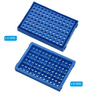 PATIKIL 96 Wells PCR Tube Rack for 0.2ml Test Strips Tubes, 4pcs Waterproof Tubes Filling Tray Centrifuge Tube Holder, Blue