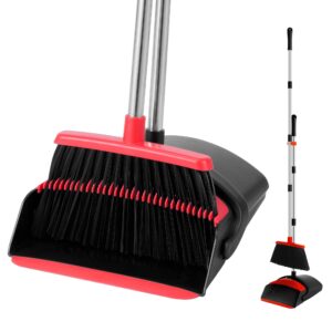 bsklin broom and dustpan set house brooms for sweeping indoor collapsible broom and dust pan combo for home office kitchen lobby floor pet hair indoor&outdoor cleaning