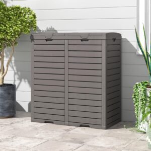 Goplus 62 Gallon Outdoor Trash Can, Waterproof Double Bucket Waste Bin w/Tiered Lid, Drip Tray, Cut-Out Handle, Large Classified Outside Garbage Bin for Garden, Backyard, Deck, Kitchen