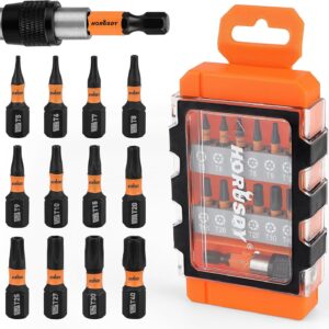 HORUSDY 13Pieces T5-T40 Torx Bits Set - Torx Security Bit Set - Security Torx Bit Set | Star Bits Set - 1/4 Hex Torx