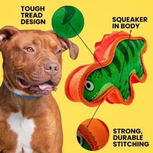 Tater's Dino Pals -Dog Chew Toys for Aggressive Chewers, Indestructible Dog Toys for Aggressive Chewers, Tough Dog Toys for Large Dogs, Squeaky Dog Toys, Strong Dog Toys, Super Chewer - Large - Green