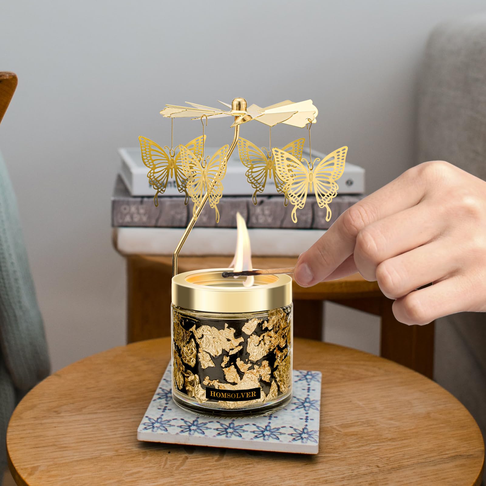 Homsolver Butterfly Candle Gifts, Unique Gifts For Women, Friend, Sister, Wife, Girlfriend, Anniversary, Christmas And Thanksgiving Rotatable Scented Candles Gifts For Her