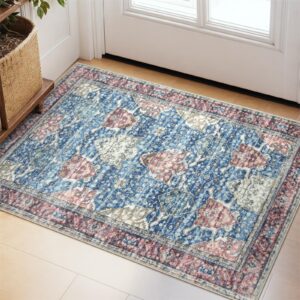 nailttos vintage collection washable area rug, 2x3 soft non-slip entryway rug indoor door mat, oriental distressed accent kitchen rug for entryway bedroom kitchen bathroom