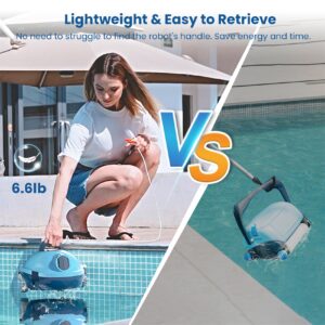 𝙐𝙥𝙜𝙧𝙖𝙙𝙚𝙙 OUCAXIA Cordless Robotic Pool Cleaner, Automatic Pool Vacuum, 90 Mins Runtime & Powerful Suction, Self-Parking, Lightweight, Ideal for Above/In-Ground Pool 65 Feet/1100 Sq.Ft