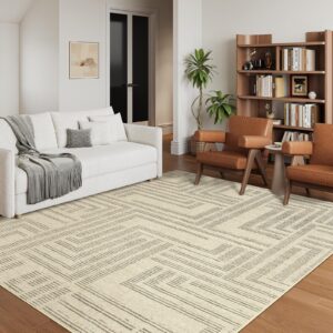 9x12 Area Rugs for Living Room Machine Washable Rug Distressed Indoor Carpet Rug Ultra Soft Area Rug for Bedroom Dining Room Playroom Office(Maze)