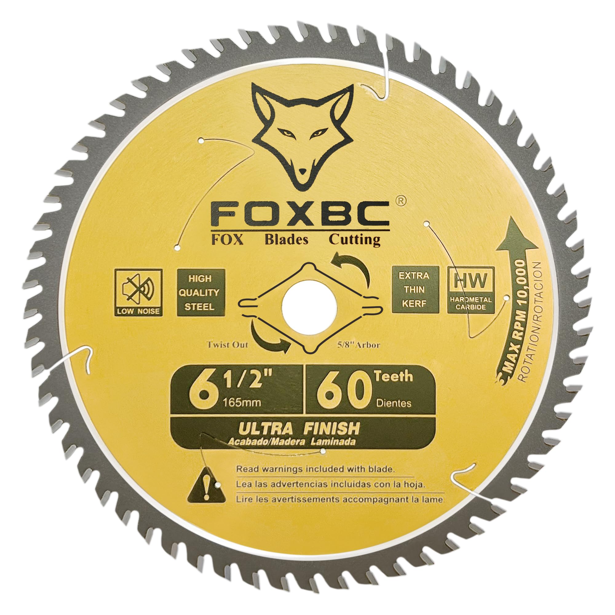 FOXBC 6-1/2 inch Circular Saw Blade 40T 60T Combo Pack, Ultra Fine Finish for Wood Cutting, Thin-Kerf with 5/8" Arbor