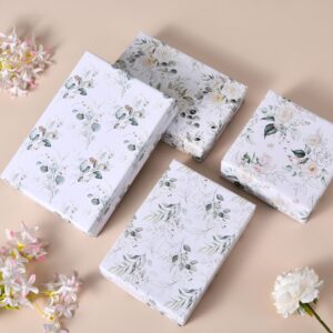 Titiweet Wedding Wrapping Paper - Green Leaves & White Rose Design, 12 Sheets Bridal Shower Wrapping Paper for Women, 20 x 28 Inches Per Sheet