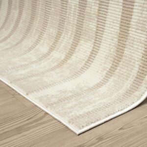 Abani Terra Cream 6' x 9' Area Rug for Living Room, Bedroom - Vertical Lines Pattern - Durable & Easy to Clean