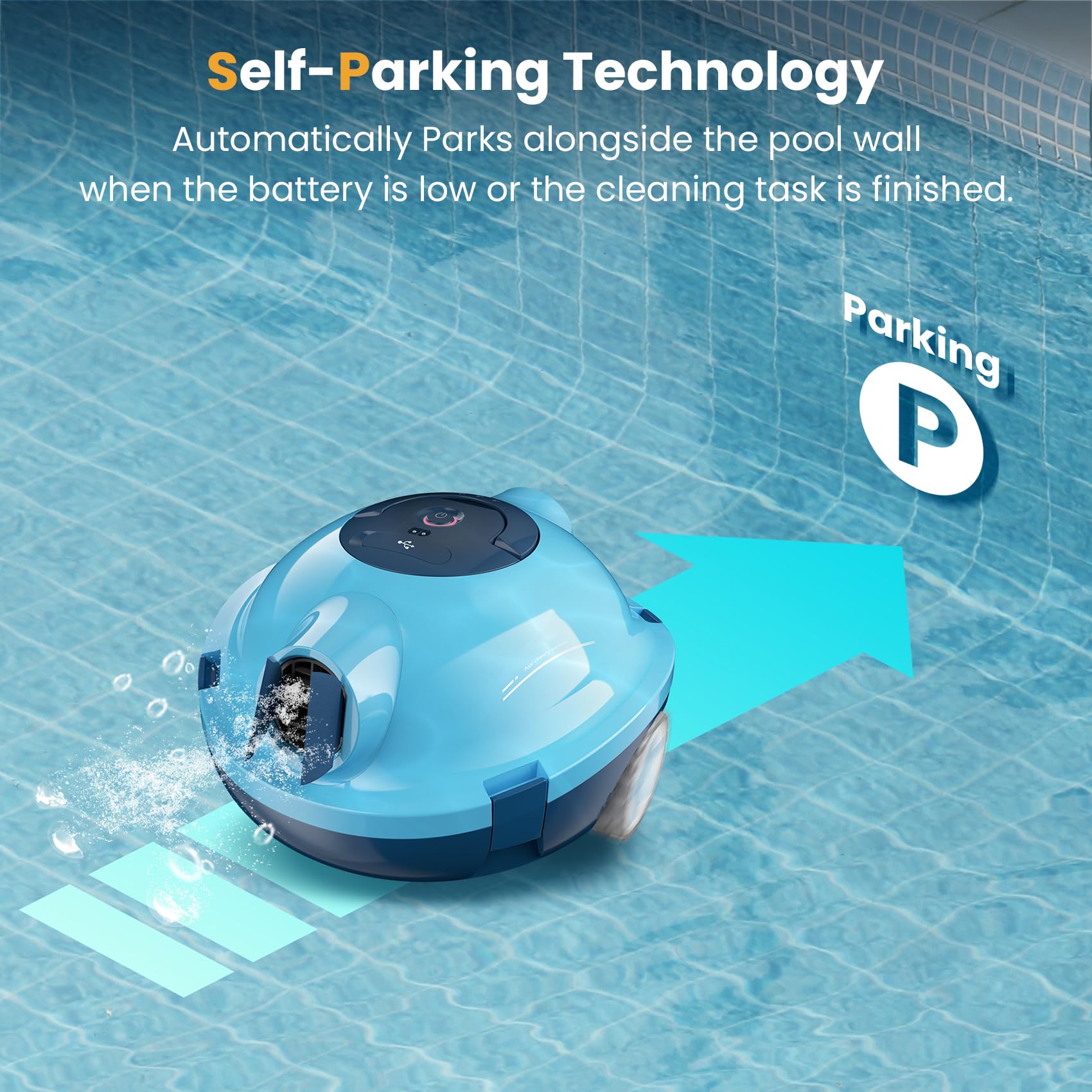 𝙐𝙥𝙜𝙧𝙖𝙙𝙚𝙙 OUCAXIA Cordless Robotic Pool Cleaner, Automatic Pool Vacuum, 90 Mins Runtime & Powerful Suction, Self-Parking, Lightweight, Ideal for Above/In-Ground Pool 65 Feet/1100 Sq.Ft