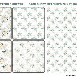 Titiweet Wedding Wrapping Paper - Green Leaves & White Rose Design, 12 Sheets Bridal Shower Wrapping Paper for Women, 20 x 28 Inches Per Sheet