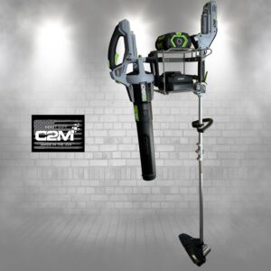 C2M Lawn Power Tool Organizer Wall Mount Rack Hanger for Leaf Blower and Weed Eater - Grey