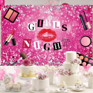 CSFOTO Polyester 6x3.6ft Girls Night Banner Ladies Girl Pink Glitter Background Banner Bridal Shower Night Bachelorette Party Decoration Banner Photography Booth Props