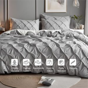 Epinch_Pinch Pleated Duvet Cover Set 1200TC 100% Cotton Luxurious Home 3Piece 1Pinch Duvet Cover 2Pinch Pillowcase Zipper Tie Closure Pack of 1