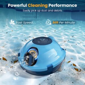 𝙐𝙥𝙜𝙧𝙖𝙙𝙚𝙙 OUCAXIA Cordless Robotic Pool Cleaner, Automatic Pool Vacuum, 90 Mins Runtime & Powerful Suction, Self-Parking, Lightweight, Ideal for Above/In-Ground Pool 65 Feet/1100 Sq.Ft