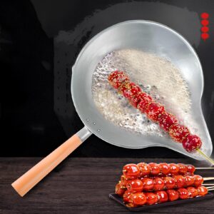 Xgxoz Candy Melting Pot, Tang Hulu Sugar Pan Sugar Dipping Pan Chocolate Melting Pot Candy Melter Candied Haws Heating Pot Iron Grilling Wok Melt Pan with Handle Aluminum pot, Silver