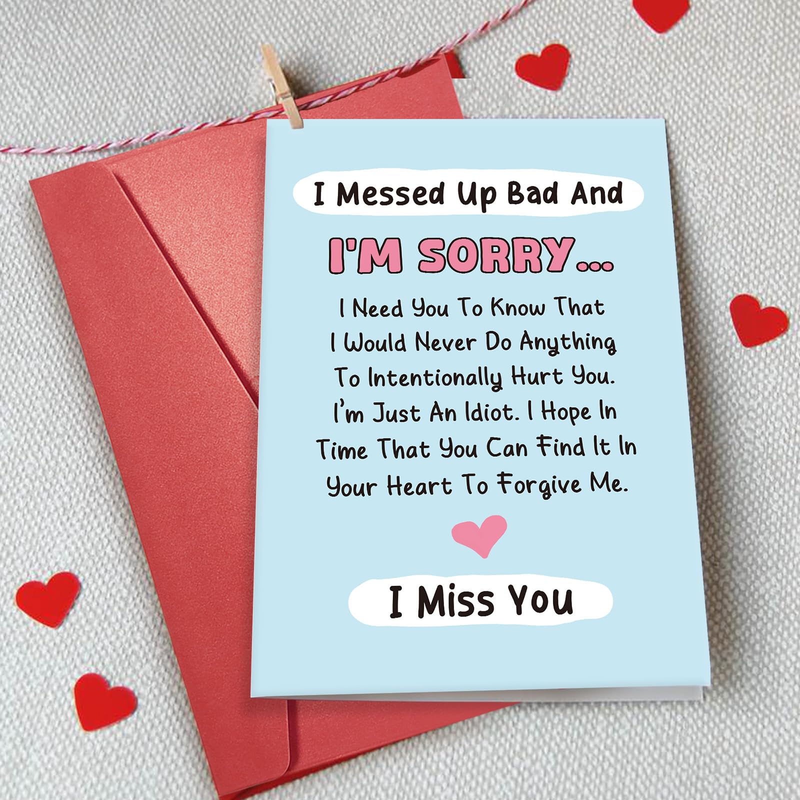 Funny Poem Apology Card for Him Her, I Messed Up Card for Man Woman, Forgive Me Card for Friends Family, Miss You Card, I Messed Up Bad And I'm Sorry