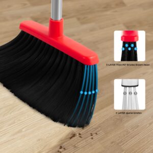 BSKLIN Broom and Dustpan Set House Brooms for Sweeping Indoor Collapsible Broom and Dust Pan Combo for Home Office Kitchen Lobby Floor Pet Hair Indoor&Outdoor Cleaning