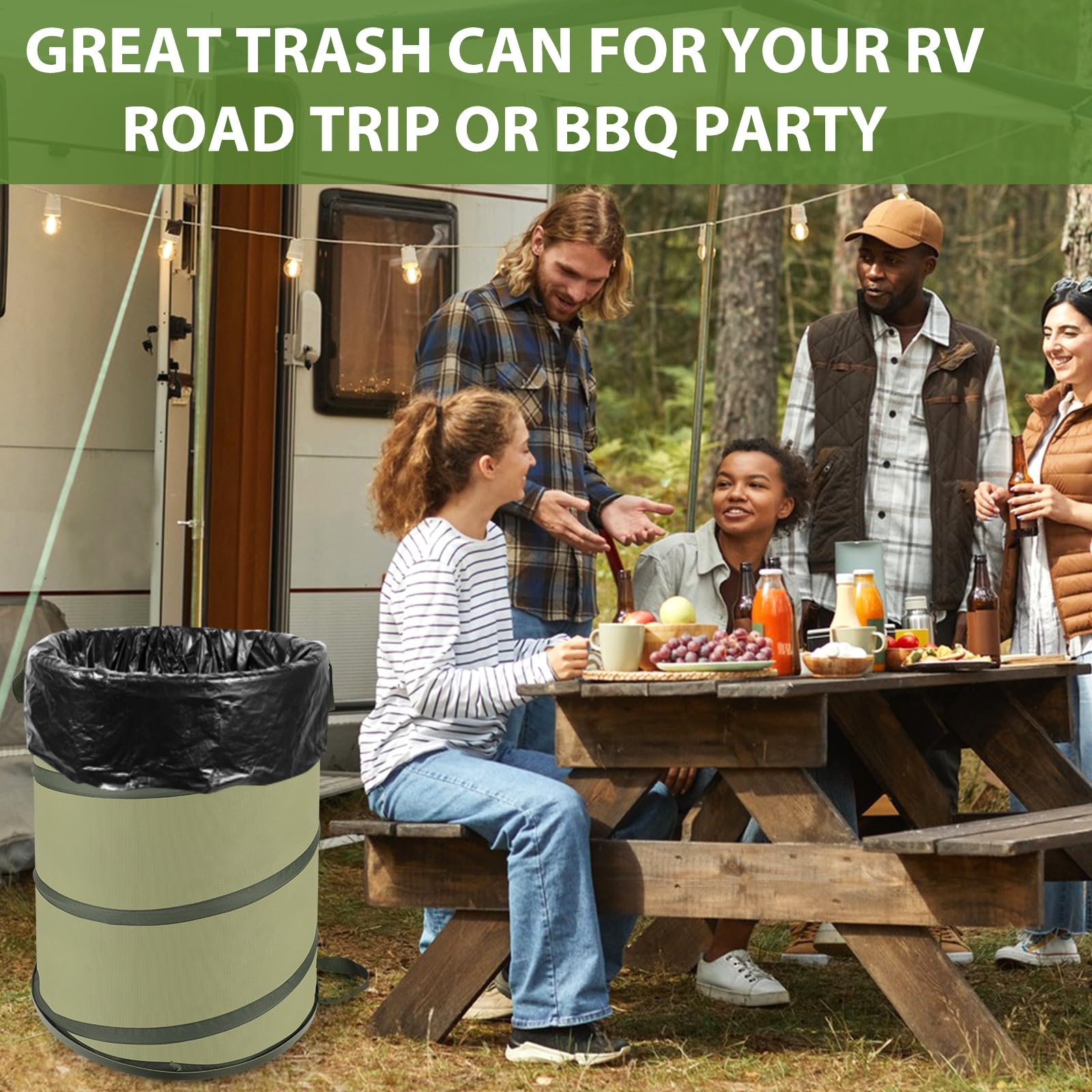 YUDI & GARDEN Hard Bottom 45 Gallon-Collapsible Garden Bag,Collapsible Trash Can,Pop Up Trash Can for Camping,Pop Up Garbage Can,Pop Up Leaf Barrel,Reusable Yard Waste Bags for Patio,Leaf,Lawn,Camp