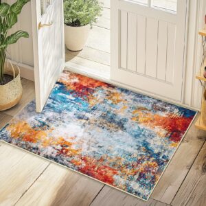 modern abstract area rug 2x3 small washable rug colorful door mats non slip rug for kitchen indoor carpet for entrance front door mats soft bath rug contemporary entryway rug