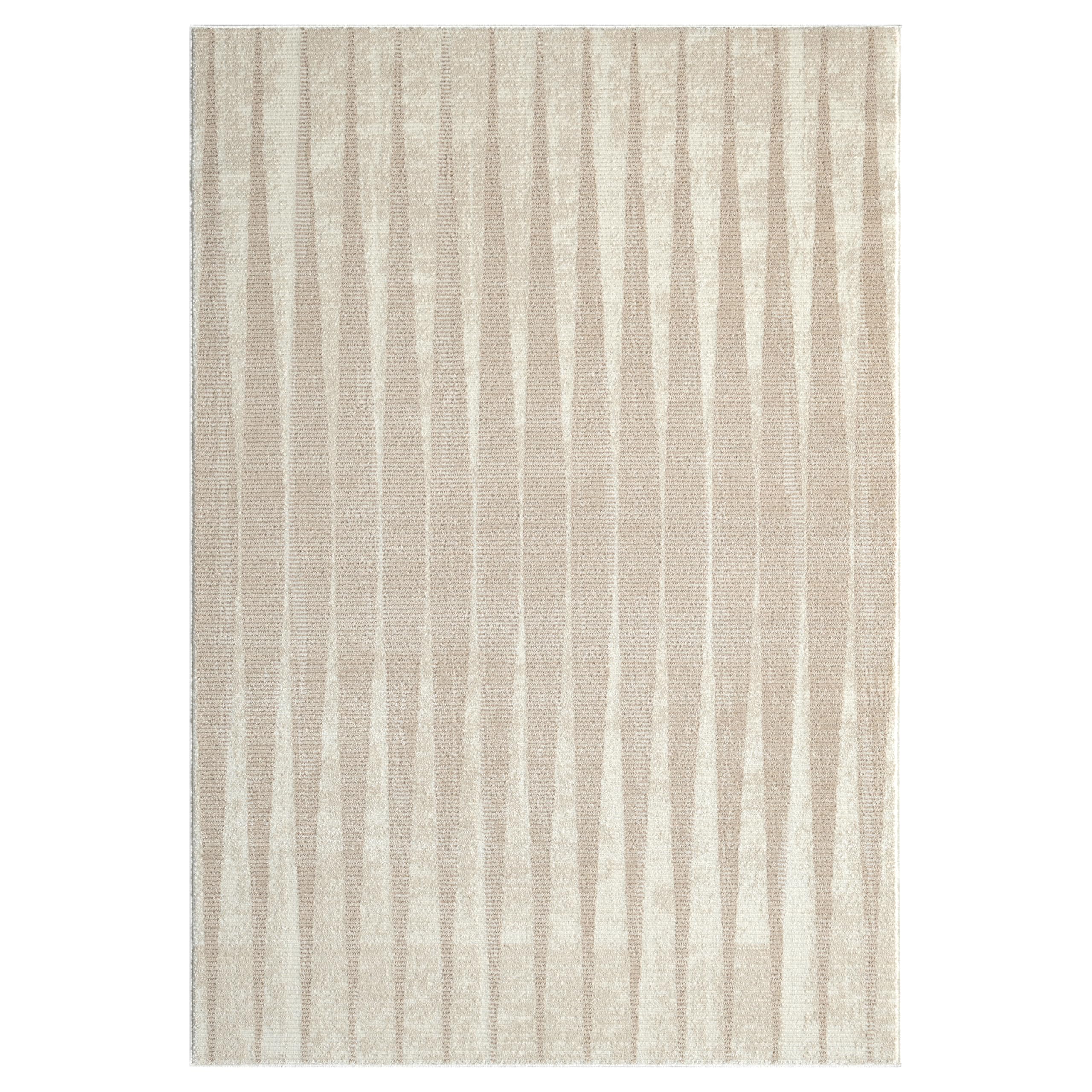 Abani Terra Cream 6' x 9' Area Rug for Living Room, Bedroom - Vertical Lines Pattern - Durable & Easy to Clean