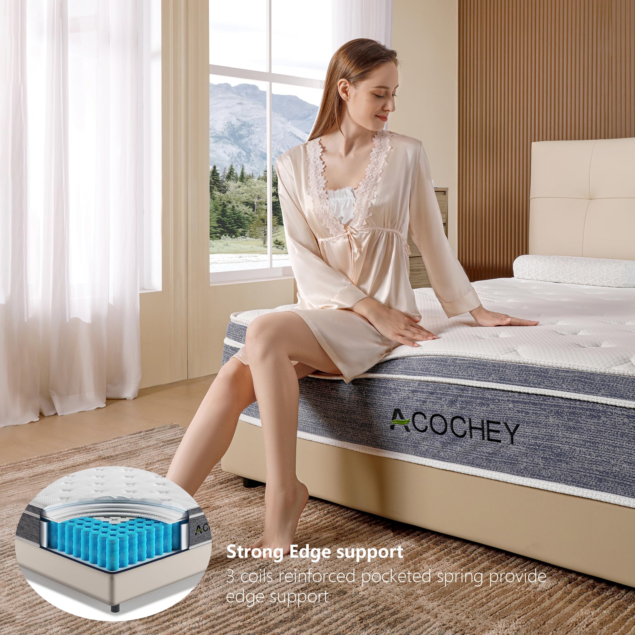 Acochey Full Mattress in a Box,10 Inch Full Mattresses,Gel Memory Foam Medium Firm Grey Hyrid Mattress,Quality Comfort and Adaptive Support Breathable Cooling Full Mattress,CertiPUR-US.