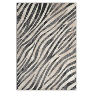 Abani Terra Area Rug for Living Room, Bedroom - Zebra Pattern - Black Cream - 8' x 10' - Durable & Easy to Clean