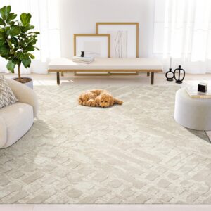 abani terra cream area rug for living room, bedroom - rustic modern pattern - 2' x 3' - durable & easy to clean