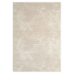 Abani Terra Cream 5' x 8' Area Rug for Living Room, Bedroom - Geometric Lines Pattern - Durable & Easy to Clean