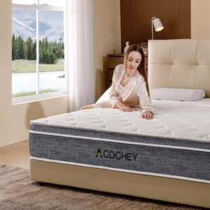 Acochey Full Mattress in a Box,10 Inch Full Mattresses,Gel Memory Foam Medium Firm Grey Hyrid Mattress,Quality Comfort and Adaptive Support Breathable Cooling Full Mattress,CertiPUR-US.